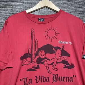 Atwater Vintage Shirt Men's XL Red Short Sleeve La Vida Buena USA Cactus